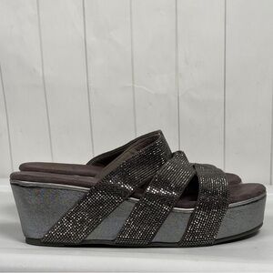 Volatile Rhinestone Studded Strappy Platform Wedge Sandals Summer Chic Womens 9